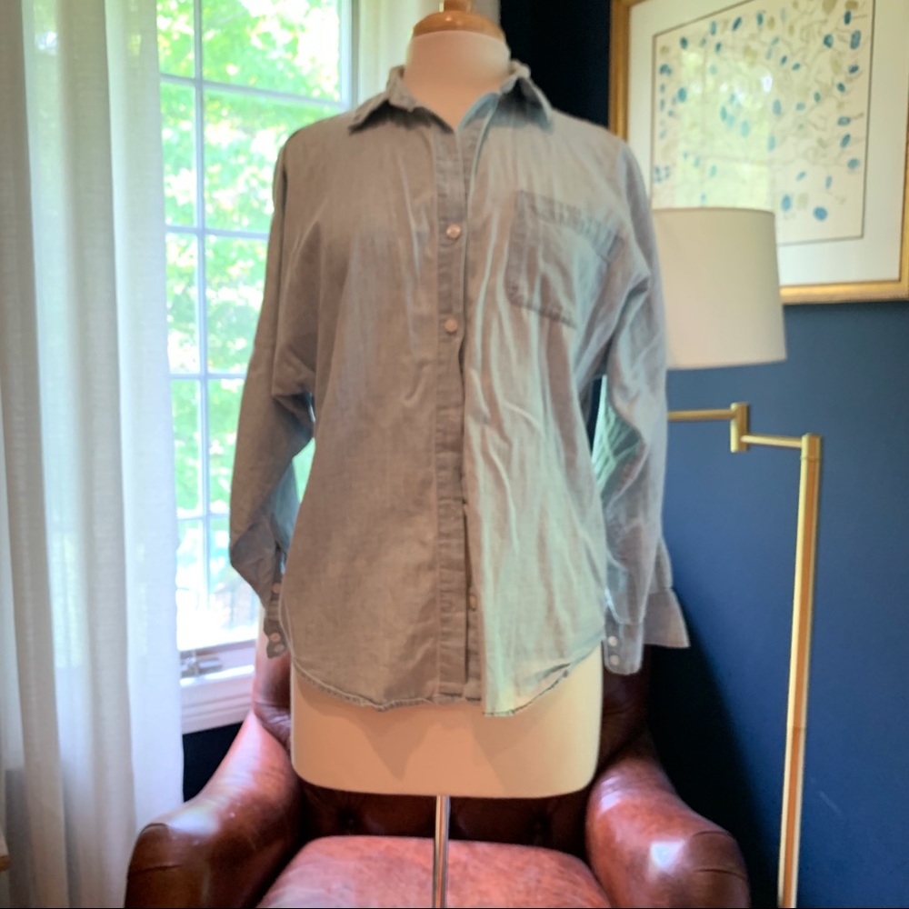 Forever 21 Light Wash Denim Shirt Oversized S